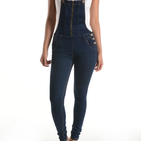 NWT dark rinse wash overalls jumpsuit Medium - Picture 5 of 7